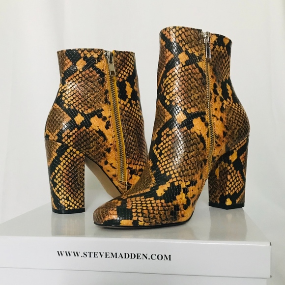 Steve Madden, Booties, Block Heel, New Shoes - Steve Madden Snake print Block Heel Booties Size 7